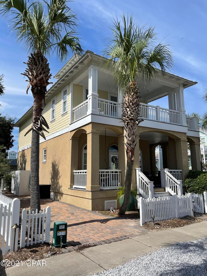 The name of this house is perfectly suited '' Family Tides.'' This home was designed for an active family with diverse interests. It has three bedrooms, a four-bunk room,and a tower for addition sleeping space. The dining/living/kitchen area is large enough for everyone to hang out, relax, play games, eat, etc. There is a fireplace in the living room and the space opens onto a large wraparound porch on the first floor. One of the many great features of this home is the master bedroom with added seated space,  large bathroom and private wraparound porch. The Sandyshore walkover is close by for easy access to the beach. Bellview Park, pool, tennis courts, and basketball court are just down the street. This house is unique in that it has two driveways as well as a shed to house a golf cart.