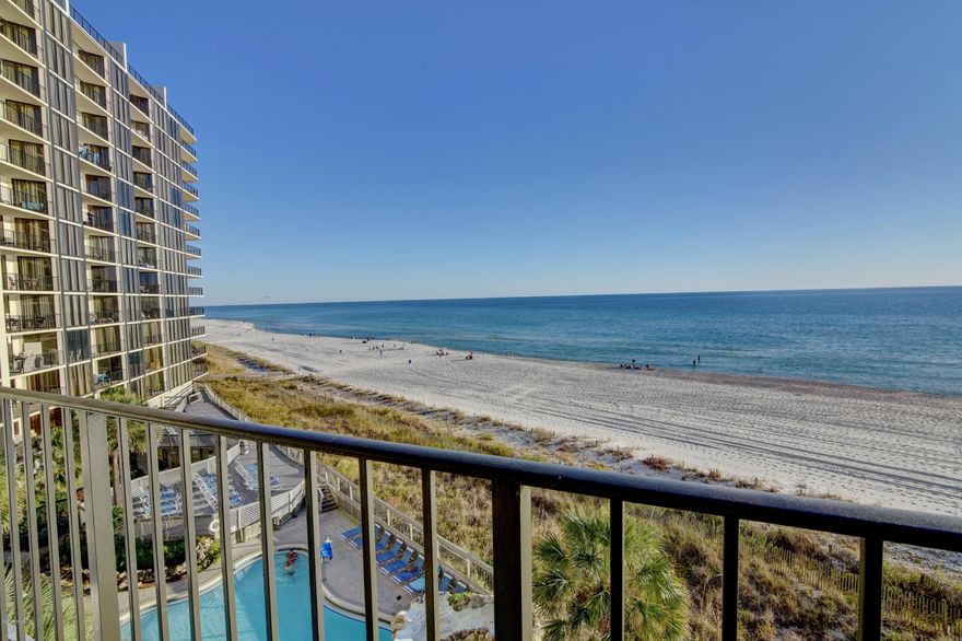 Gulf-Front Master Bedroom! Large 2-bedroom condo for sale at popular Edgewater Beach Resort. All new sliding doors and windows. New AC system. Very well-kept unit. Kitchen updates done in 2013. Tower II has its own heated waterfall pool! There are many pools, hot tubs, sun decks to choose from. Beachside restaurant, poolside bar, pizza shop, market, hair/nail salon. The Club offers unlimited golf, pro shop, massage, gym, tennis, basketball, shuffleboard. Kids Club with splash pad, ropes course, special events, activities calendar. Boat, Jet Ski, RV parking. Onsite tram service. Gated entrances, 24-hour security. Trolley to Pier Park.