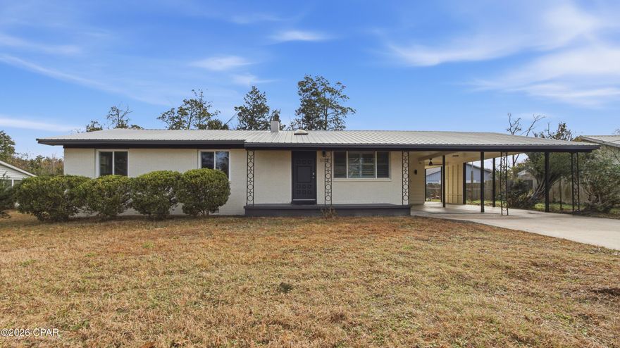 This centrally located brick home is move-in ready and waiting for its new owner. The property features a spacious double carport and an expansive yard, offering plenty of room for outdoor enjoyment and entertaining.
Inside, you'll find an open floor plan with durable wood laminate flooring and numerous recent updates for peace of mind. Improvements include a new floor joist system under the kitchen, a new 40-gallon water heater, new refrigerator and dishwasher, fresh interior and exterior paint, and all windows and exterior doors replaced within the last five years. The roof was installed in 2018.
The large kitchen offers abundant cabinet space, making meal preparation and storage convenient and efficient. The primary bathroom showcases a beautifully tiled walk-in shower, adding a modern touch. Step outside to enjoy the spacious back deck--perfect for relaxing or hosting gatherings.
Ideally situated just minutes from Downtown St. Andrews and Downtown Panama City, this home offers unbeatable convenience to shopping, dining, and entertainment. Whether you're searching for a primary residence or a solid investment opportunity, this property provides exceptional potential and value.