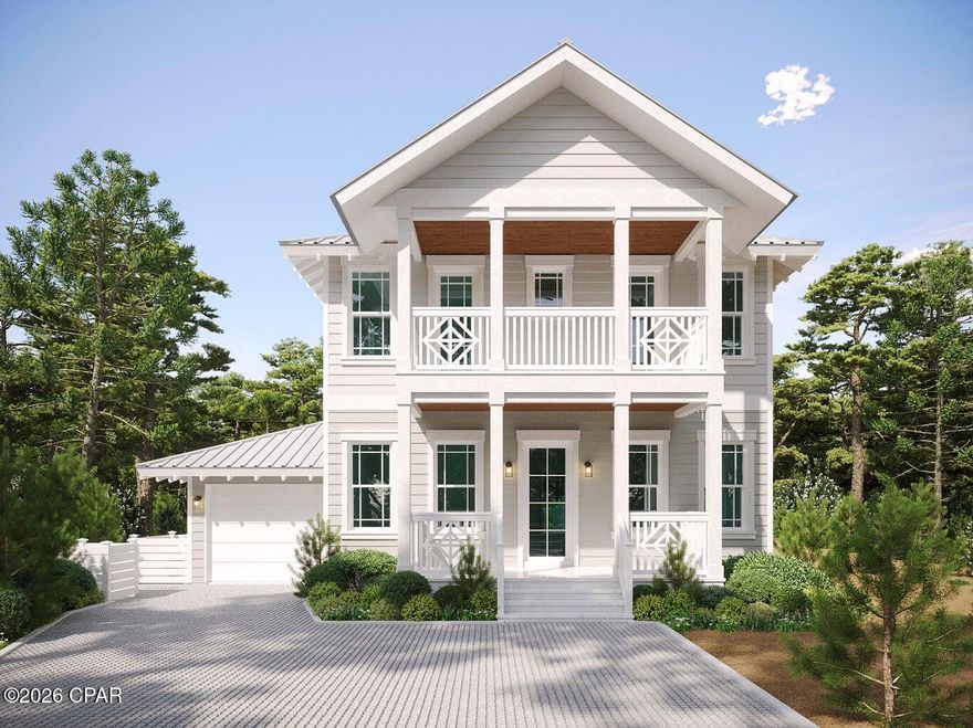 This exceptional new construction opportunity in Treetop Village, Inlet Beach offers refined coastal living with the added benefit of personalization. The plans are completed and signed by an engineer, approved by the HOA and the Walton County Development Department. Pulling the permit takes about one week from the Building Department which saves 5-6 months in a typical permitting process. Set on an oversized, pie-shaped lot with room for a private pool, this thoughtfully designed home is scheduled for completion in approximately nine months and delivers both luxury and functionality. The two-story residence features 3,145 square feet of heated and cooled living space (3,855 total square feet) with a one car garage,5 bedrooms, 5 1/2 bathrooms. This exceptional new construction opportunity in Treetop Village, Inlet Beach offers refined coastal living with the added benefit of personalization. The plans are completed and signed by an engineer, approved by the HOA and the Walton County Development Department. Pulling the permit takes about one week from the Building Department which saves 5-6 months in a typical permitting process. Set on an oversized, pie-shaped lot with room for a private pool, this thoughtfully designed home is scheduled for completion in approximately nine months and delivers both luxury and functionality. The two-story residence features 3,145 square feet of heated and cooled living space (3,855 total square feet) with a one car garage,5 bedrooms, 5 1/2 bathrooms,

a private study, and 2 separate living areas; one on each level. With an open concept and views to woods from the oversized back porch creating a feel of nature and privacy at the beach.

Continuing the open-concept the kitchen and main living area are designed for entertaining, while multiple bedrooms provide comfort and privacy for guests. A one-car garage, three additional parking spaces, and room for a golf cart add convenience.There is an option to add a custom private pool by Southern Blue, allowing for further personalization; pool pricing is not included in the purchase price.

Located within a gated community near 30A, residents enjoy easy access to shopping, dining, and the Gulf, along with community amenities including a pool and private beach access via tram.
This is a rare opportunity to secure a brand-new coastal home with time to choose your own finishes in one of Inlet Beach's most desirable communities.

All measurements to be verified.