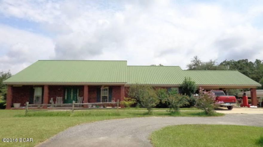 Large all brick home on over 22 acres. 20 acres MOL fenced & x-fenced for horses & cattle. Barn/storage building does have electric. Property does have 1 well, 2 septic tanks & two electric power poles. Asphalt circular driveway, 2 car carport. Fruit trees. Tile flooring throughout. Split bdrm floor plan. Living room with cathedral ceiling, recess lighting, arch doorways, ceiling fans & french doors to back storage room to patio. Kitchen with breakfast room. Plenty of white oak cabinets & tile counter tops. All Whirlpool stainless steel kitchen appliances will convey. Master bedroom off kitchen, large in size along with master bath. Large Family room off of formal dining room which laundry room attaches to & exit thru to carport. Two additional bedrooms & full bath off formal living room. Hallway with linen closet & locked medicine closet.