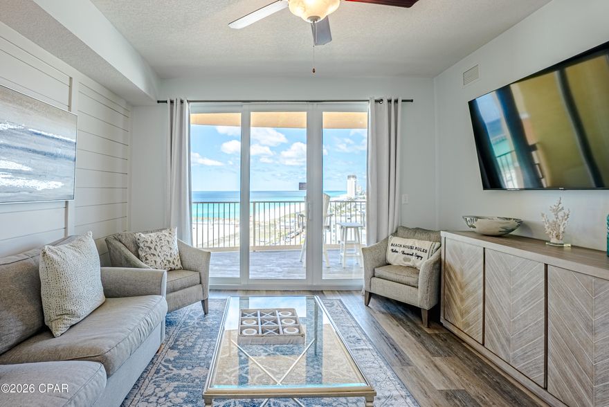 Professional Interior Pictures Coming Soon!
Looking for the perfect floor to capture the best views? This is the one. Ideally positioned on the 12th floor, this unit offers the perfect balance-elevated Gulf views without the concerns of high-floor living.
Welcome to an unparalleled coastal oasis at Calypso Tower III, where refined luxury meets the serene beauty of a gulf view  living. This one-of-a-kind 1-bedroom, 2-bath residence features a rare and thoughtfully designed floor plan, complemented by high-end finishes throughout.
Step inside to a sophisticated coastal ambiance, highlighted by custom shiplap accents at the kitchen bar. Every detail has been carefully curated, including premium window treatments that elevate both style and comfort.
This exceptional unit boasts a Gulfview primary bedroom and a highly sought-after double balcony, creating seamless indoor-outdoor living with breathtaking panoramic views. Both bathrooms are elegantly appointed with timeless finishes that enhance the home's upscale coastal design.
With premium upgrades throughout, this unit is more than just a condo--it's a statement of refined beachfront living. From the moment you enter, the quality and attention to detail are undeniable.
Enjoy an impressive collection of resort-style amenities, including a large lagoon-style pool, hot tub, well-appointed fitness center, on-site restaurant with al fresco dining, and direct beach access--delivering a true luxury lifestyle just steps from the sand.
Don't miss this rare opportunity to own in one of the most sought-after locations in Panama City Beach. Schedule your private showing today and experience the elevated coastal lifestyle firsthand.