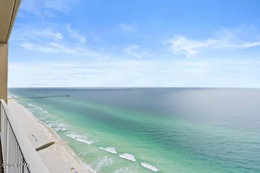 Positioned on the 29th floor at Tidewater Beach Resort, Unit 2903 enjoys penthouse-level ceiling heights reserved for the top floors, creating a bright, airy atmosphere that immediately distinguishes it from standard units in the building. This unit is absolutely turn key as all furnishings and implements convey with the sale. This 934-square-foot residence has been thoughtfully updated throughout the years of ownership by the Seller with most recent upgrades being a new refrigerator and 65'' television. An in-unit washer and dryer adds everyday convenience for both owners and guests. Officially a one-bedroom, two-bath layout, the addition of the built-in twin bunk area allows the unit to comfortably sleep four and functions like a two-bedroom,  a major advantage for short-term rental performance. Currently operating on a successful rental program, this property offers immediate income potential while maintaining the elevated comfort and coastal aesthetic today's investor-owner hybrids are seeking.  Beyond the residence itself, Tidewater's extensive resort-style amenity package further enhances both rental desirability and the overall ownership experience. Amenities such as, Two lagoon-style Gulf-front pools, Indoor heated pool, Roman spa,  Sauna & hot tub,  Poolside Tiki Bar, Movie theater, Game room, Direct beach access, and On-site beach chair & umbrella rental.  And while the amenity offering rivals that of a full-scale resort, Tidewater's true competitive advantage lies in its west-end location.  Close to the energy of Panama City Beach, yet far enough removed to preserve the serenity Gulf-front buyers seek.  1 mile to Pier Park, home to  120 + shops, restaurants, and entertainment venues. 0.8 miles to Aaron Bessant Park offering 70 acres of green space, walking trails, amphitheater, and a free summer concert series. 0.6 miles to PCB Dog Beach, ideal for owners traveling with pets
Guests love being close to the action without being in the middle of the traffic. Owners appreciate the balance of energy and serenity.  
And lastly let's not forget to discuss parking.  Tidewater's dedicated multi-level parking garage enhances the elevated ownership experience with covered parking, elevator access, and a beautifully designed covered walkway that connects directly to the building. Owners and guests transition seamlessly from vehicle to residence without navigating traffic or weather -- a practical luxury that complements the penthouse-level setting.
With sweeping views of the emerald-green Gulf waters stretching endlessly beyond your private balcony, this is more than a beachfront condo, it is a refined coastal asset positioned to deliver both personal escape and measurable investment performance.