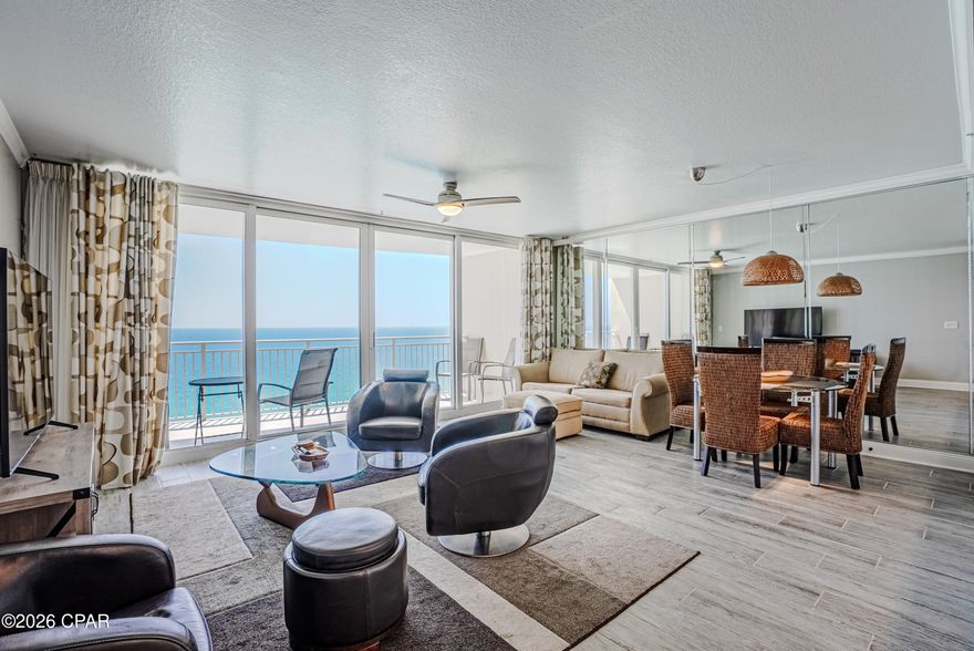 This is hands down the best one-bedroom floor plan in Panama City Beach with a master suite off the water. This 1BR/2BA condo with bunk area sleeps six comfortably and the owner chose not to rent it. 
Fully upgraded with long-plank tile flooring throughout, granite counters, stainless steel appliances, shiplap kitchen bar, upgraded vanities, walk-in tile showers, and modern lighting and furniture. 
Located at Emerald Beach Resort, this turnkey Gulf-front condo offers resort amenities including multiple pools, beachfront tiki bar, Sky Bar, Starbucks, fitness center, and shops. Just minutes from Pier Park, it's a perfect investment or private vacation retreat.