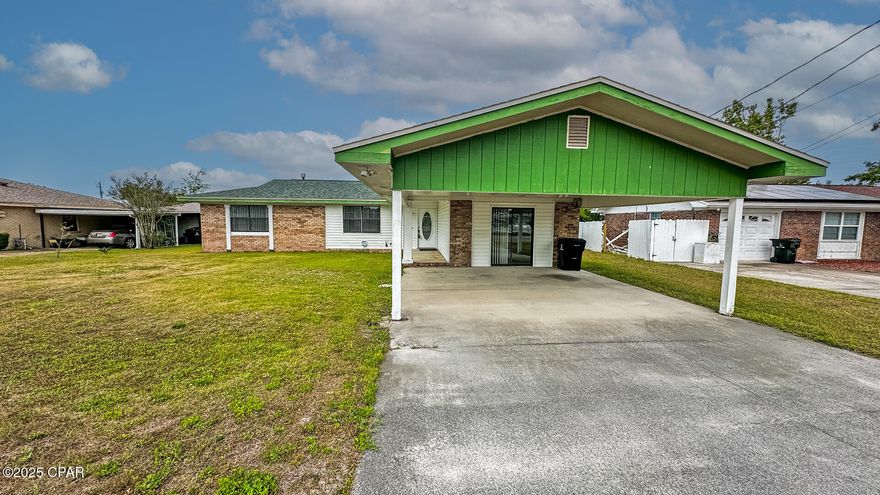 NEW PRICE!!! Seller wants the house SOLD! This well maintained 3 bedroom/ 2 bath home has a split floor plan that would be perfect for anyone from a first time home buyer to someone looking for an affordable retirement home!!! The home offers many updates including a new roof in 2019, along with 2 new sliding glass doors and remodeled bathrooms. The primary bedroom has an ensuite bathroom along with a walk in closet. There is  1358 square feet of living space along with a bonus room that adds another 310 square feet of heated/cooled living area. It has a  2 car carport to keep you and your vehicles out of the weather. The bonus room would make a perfect office, man cave, or kids playroom. There is plenty of room in the back yard for the kids to play. The owner put in a brand new shed for storage and there is a well that can be used for irrigation. The house is conveniently located, close to schools, stores and restaurants. Tyndall Air Force Base is less than an 8 mile drive. This house is priced to sell! Contact your realtor to schedule a visit.