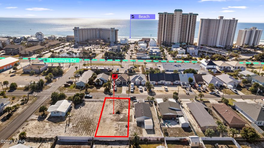 Rare opportunity to own a cleared, build-ready lot on the highly desirable east end of Panama City Beach. Located just one street off Thomas Drive, this property offers a straight, easy walk to beach access and a direct shot down Beach Drive to the Gulf. Lots on this street rarely come available.



Enjoy close proximity to multiple boat launches on Grand Lagoon, making this an ideal location for both beach and boating lifestyles. The lot is already cleared and ready for construction, saving time and upfront costs. Whether you're planning a primary residence, second home, or investment property, this location delivers convenience, walkability, and long-term value.



Prime east-end location, close to dining, shopping, marinas, and all that Panama City Beach has to offer—without sacrificing the laid-back feel Beach Drive is known for. Sewer is underneath road on lot down. All measurements and utility information must be verified.