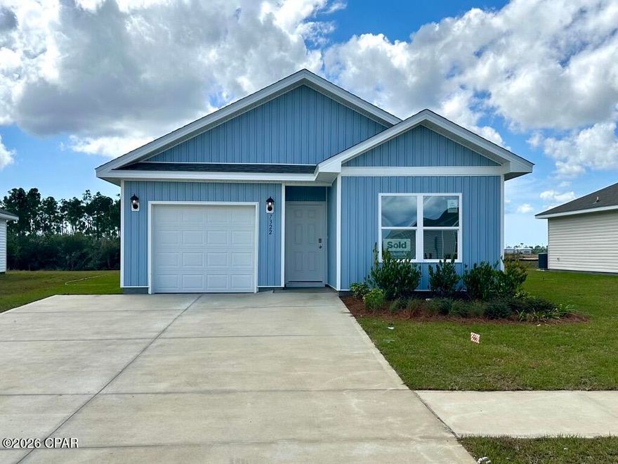 Welcome to the Bowen, a new floor plan located at Liberty in Panama City, Florida. The Bowen is a spacious single-story home floor plan just over 1,500 square feet with 4-bedrooms with 2-bathrooms, and a 1-car garage. Met with an inviting foyer, and a hall leading to the second and third bedrooms; with a full bathroom tucked in between. Also, upon entering the home you will have immediate access to the single-car garage, storage, and your laundry room. Just beyond the garage is your fourth bedroom that could also serve as an office. Each bedroom offers plenty of space and sizeable closets for organization.

As you continue to the end of the hall, you will find the remarkable open layout of the dining and living area meeting a beautiful kitchen. The kitchen includes granite countertops, stainless steel appliances, beautiful white cabinetry, and a peninsula perfect for serving guests and for additional seating. With natural light and nearby back door and patio access, the living and dining area are integrated perfectly to complete this space for you and your guests to enjoy. This plan offers easy maintenance in the main living area and all bathrooms with our engineered vinyl plank flooring.

The primary bedroom is tucked away off the living area. The elegant sunlight beaming in, this suite offers a serene retreat with close access to the patio from the living area. The primary bathroom features granite countertops and a large walk-in closet. In addition to all the features and amenities our Bowen Plan offers, each is built with our Smart Home technology package, designed to bring the ease and convenience of life right to your fingertips.

On the outside of this popular plan, you will see durable vinyl siding, a rear patio to enjoy the spacious back yard. Sidewalks line the neighborhood streets for you to enjoy the beautiful Florida weather. Our Liberty community features underground utilities making it less susceptible to damage from severe weather leading to fewer outages and more reliable service. Residents of Liberty can enjoy exclusive access to two amenity centers, complete with two pools, a children's splash pad, two playgrounds for endless fun, a well-equipped fitness center, two pickleball courts and a basketball court to name a few things. To learn more about this home for yourself, call us to get connected today!