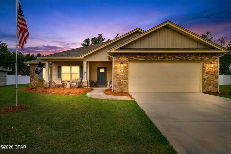 his beautiful 4-bedroom, 2-bathroom home sits on a huge 1-acre lot, offering plenty of room to spread out, garden, play, or simply enjoy the peaceful surroundings. With no HOA restrictions, you have the freedom to make this property truly your own.

Step inside to an inviting open floor plan with a desirable split bedroom layout for added privacy. The heart of the home is the stunning kitchen, featuring a large island, sleek quartz countertops, and a cozy dining nook perfect for casual meals. It flows seamlessly into the bright and airy living room, where a elegant tray ceiling adds height and sophistication, and tons of natural light pours in through large windows, creating a warm and spacious feel.

The luxurious master suite showcases a tray ceiling and includes a walk-in closet, double vanity, and a beautiful tiled walk-in shower. The additional bathroom offers a convenient tub/shower combo with a vanity. Three generous spare bedrooms provide plenty of space for family, guests, or a home office. You'll love the good-sized walk-in laundry room for ultimate convenience, plus a concrete slab shed included in the sale for extra storage.

Outside, relax on the covered patio overlooking the partially fenced backyard - ideal for pets, kids, or entertaining. The rural, secluded setting gives you that true country feel, yet you're still close to town for everyday conveniences.

Prime location perks:

Just 17 miles (about 26 minutes) to the sugar-white sands of Panama City Beach
Only 20 minutes to Tyndall Air Force Base

Don't miss this rare combination of space, modern features, and freedom - schedule your showing today!