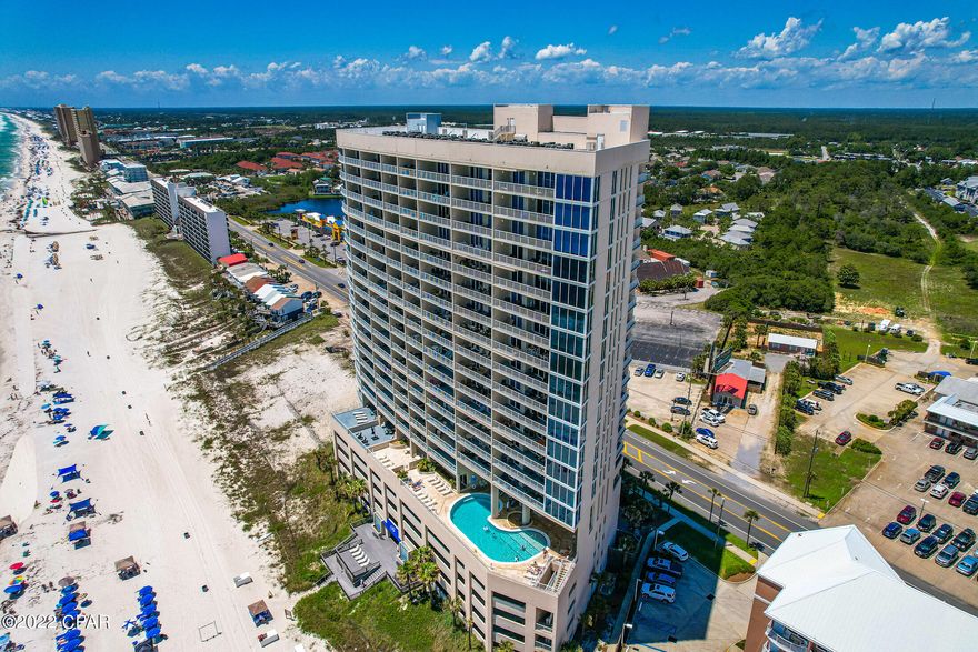 Beautiful condo...beautiful views!  Join us for an Open House on Saturday, January 7th from 11:00 to 2:00 pm, where you can nibble on delicious treats while enjoying the incredible views!  This beautiful 3/3 condo in the luxury Palazzo Resort is back on the market due to buyer's financing falling through.  This condo has it all!  Beautiful high end finishes, furnishings and decor, and located on the quiet, west end of PCB, just a mile from Pier Park.  The Palazzo offers a lovely pool, spa and gym with views of the gulf as well as parking under the building.  This unit has a full sized laundry center, stainless steel appliances and granite countertops.  It has beautiful tile floors, comes fully furnished and is turn key. The balcony offers magnificent gulf views and includes new deck furniture.  Comes furnished, with a few items reserved.  This condo comes with a home warranty and a storage facility conveys with a full price offer.