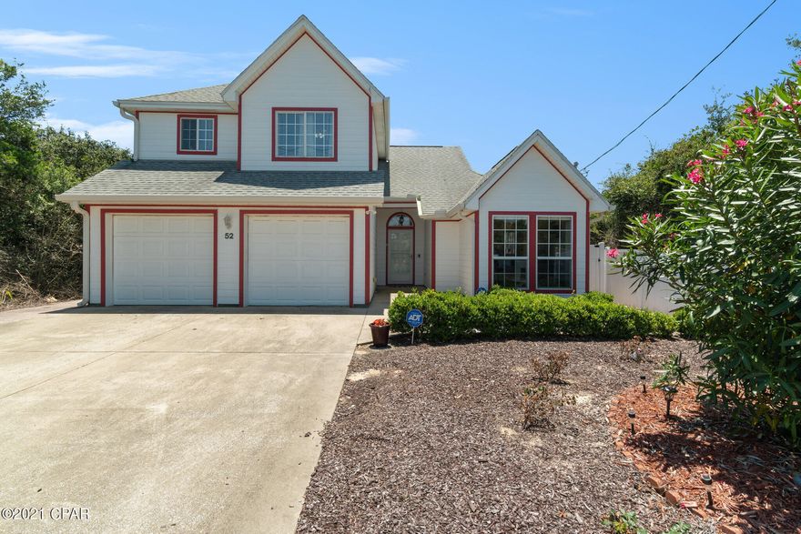 CURRENTLY UNDER CONTRACT, SELLER ACCEPTING BACKUP OFFERS

This contemporary, 2 story home is located on the far west end of Panama City Beach, 700 foot walk to the sugar white beaches and emerald waters of the Gulf of Mexico. Perfect location close to 30A, Pier Park, restaurants, shopping, and the airport, away from all the traffic.  The house features 3 bedrooms, 2-1/2 bathrooms with a full kitchen, loft area and 2 car garage.  The bar area is open to the living area, making this home great for entertainment. Spacious master bedroom with walk-in closet offers en-suite master bathroom for convenience and privacy. The kitchen features granite counter tops, 18'' tile flooring and stainless steel appliances.  Laundry Room is on main floor with acc to the garage.  Upstairs, has 2 bedrooms with a shared bathroom, and a bonus loft area that could be used as an office, family area, or for additional sleeping space, as well as additional storage under the stairs. The backyard has plenty of room, almost maintenance free and includes an outdoor shower to wash the beach sand off your feet. This is a family and golf cart friendly community.   This property would make a great primary  or secondary residence, as well as a short term rental.  All info is approx. and must be verified by Buyers.