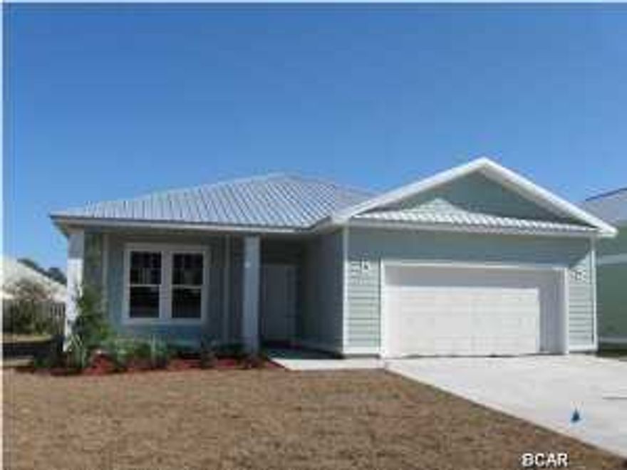 BEAUTIFUL, BRAND NEW HOME IN LYNDELL PLANTATION! First, no worries about high association fees! Only $175 per year! Come explore this quiet, tucked away neighborhood south of Hwy. 98 so no busy road to cross when you head to the beach which is just a walk or bike ride away! Enter Lyndell where homeowners enjoy chatting with neighbors on their front porch, also notice the charming metal roof tops and pastel colors, too! Pull in the driveway and the curb appeal grabs you! Beautiful landscaping, new sprinkler system, maintenance free exterior, two car garage, and a large covered patio with a comfortable sized backyard and no neighbors behind you. Step inside and ''WOW! You'll love the floor plan. Interior features include beautiful arches, tray ceiling, elegant flooring, gorgeous