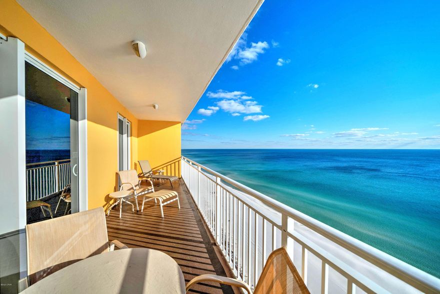 Been rented all summer, now ready to show - call today!  Gulf Front Master in this 2 bedroom, 2 bath condo!  Perfect central location in Panama City Beach, just east of the county pier and walking distance to Shipwreck Island Water Park and Alvin's Island, as well as so close to restaurants and Pier Park. This unit comes fully furnished, and features a brand new refrigerator and newer AC & hot water heater.  Sterling Reef was built in 2005 with amenities including pool & waterfall, fitness center, sky terrace, owner's entertainment room, and community grills available.  No worries about parking - you have a parking garage on the south side, so enjoy covered parking and no walking across the street to get to your condo. Been used only by family and friends, and just recently started renting