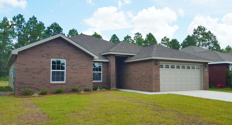 NEW CONSTRUCTION-READY TO MOVE IN-3 bedroom 2 bath home located in the desired Cedar's Crossing subdivision! Minutes from Tyndall AFB, shopping and schools. This home features 10' ceilings, crown molding, recessed lighting, and an open floor plan. Master bedroom has tray ceiling with crown molding; Master Bath has double vanity, garden tub with glass tile trim and separate shower with 2-his & her walk-in closets. Additional features: ''Private'' backyard,covered back patio, and sprinkler system. Cedar's Crossing has underground utilities,sidewalks, street lights, and the neighbors seem pretty nice too!! All information and measurements are estimates and should be verified if deemed important