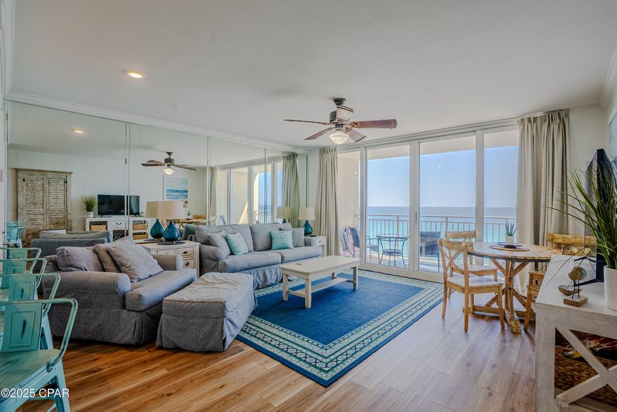 Don't miss your chance to own this beautifully updated Gulf-front condo at Emerald Beach Resort, one of Panama City Beach's most sought-after resorts! This stunning 9th-floor unit offers breathtaking views of the Gulf of Mexico and has consistently generated over $40K in annual gross rental income—more than many two-bedroom condos!

Noticeably upgraded beyond the typical Emerald Beach unit, this condo features luxury vinyl plank flooring throughout, a newly designed kitchen with quartz countertops and modern cabinetry, and comes beautifully furnished and fully stocked—ready for your next guest or a relaxing getaway of your own.

Inside, you'll find a spacious king bedroom, cozy twin hallway bunks, and a queen sleeper sofa for extra guests. The bathroom has been refreshed with a new vanity and mirror, while the kitchen offers a coffee bar, breakfast bar seating for four, and everything you need to feel right at home. Dine at the four-seat table or enjoy sunset views from the balcony's bistro set overlooking the emerald waters.

Resort amenities include multiple pools, a SkyBar for evening cocktails, Starbucks for your morning coffee, a fitness center, arcade, and a grilling and picnic area—all the comforts of coastal living and a top-performing investment opportunity.

Located just minutes from Pier Park and walking distance to restaurants and shopping, Emerald Beach Resort offers the perfect blend of relaxation, convenience, and strong rental potential. Whether you're seeking a personal beach retreat or a high-performing investment property, this condo delivers the best of Panama City Beach Gulf-front living.
