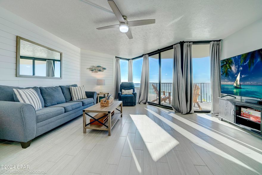 Escape to a world of paradise in this exquisite Gulf-front condo that transcends the ordinary and encapsulates the essence of coastal living. Immerse yourself in the serene beauty of breathtaking sunsets and pristine beaches, all within the embrace of your own private oasis. This renovated condo seamlessly blends modern elegance with coastal charm, offering a lifestyle of relaxation and refinement.
The open kitchen is adorned with sleek quartz countertops, beautiful white soft-close cabinets and a welcoming breakfast bar perfect for gatherings. The details show not only in the beautiful cabinetry but also in the over the top stainless appliances and deep single bowl sink. Step into tranquility as you enter your private bedroom with access to your bath, meticulously tiled with a touch of perfection.  You also have another access from the main living area perfect for entertaining with views of the Beaches.
Aesthetically pleasing condo including the woodwork details and tile flooring is a must but so are updated systems. Plumbing, water valves, heating and air and water heater all new in 2021 contribute significantly to the overall equation to make this condo a wise choice along with awesome rental potential. 
The transformation at Sunbird is coming along very nicely and nearing completion!! And do you want to talk location? Walk to Pineapple Willies, Walmart, Waffle House and a number of fast food and sit down restaurants and soon...  Tootsies, where the old iconic Spinnakers was located. 
There are three pools with one heated. The center pool has just been totally redone! The timing cound not be more perfect to purchase before everything is completed on the buildings, pools, parking lot, decking, tennis courts, etc. You know what happens when something looks fresh and new and the rentals are up and the excitement is in the air? Call your favorite Realtor and come check out this condo!!