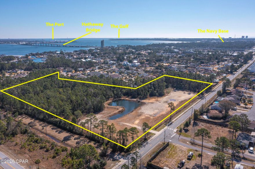 Location, Location, Location!  Beautiful 10.9 acres in Residential Area of Panama City Beach, just across the Hathaway Bridge and near the intersection of Thomas Dr and Middle Beach Road and Panama City Beach Parkway. This property is located in Bay County zoning area, zoned R3.  There is a current DO in place, with plans and drawings.  The site has approximately 5+ acres for development according to current plans, however ''new'' plans could possibly include more acreage for development with higher density.