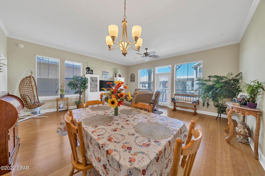 1 Bed 1 Bath Beautifully kept with pride of ownership.  Created an all wood floor look throughout unit giving the unit a very clean and unified look. A/C replaced in 2020 and hot water heater was replaced in 2021.  The unit has a large living space with bamboo floors that's over looked by the kitchen.  Kitchen has solid surface counters and stainless-steel appliances.  Walk to the large balcony on the first floor to take in your view of the complex and fall breeze.  Visit the master bedroom of the equal size to the living area and enjoy the expansive bamboo floors and large balcony to get an even better view.   Master has a walk in closet and there is large storage room for the extra stuff. Centrally located in Panama City Beach you can get anywhere on the beach in just a few min. Wonderfully kept gated community Island reserve is a resort feel without the resort crowd, no short term rentals.  Very private, well secured with gates and has multiple ways in and out.   Drive right into a parking garage and find your spot and take an elevator to your floor or amenities. The large lagoon style pool and hot tube make it fun for all ages to relax and cool off.. Play some basketball and or enjoy some games in the game room for family fun.