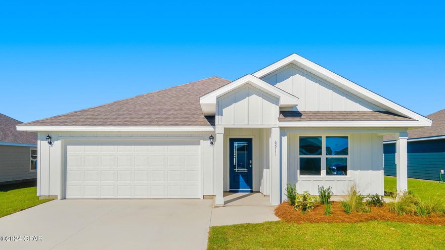 Discover the ideal blend of comfort and convenience at 6511 Lazar Lane, nestled in the heart of Liberty Phase IV, Panama City, FL. This under-construction gem, featuring the spacious Cali floor plan, offers 1,799 square feet of thoughtfully designed living space.

Step into a world of modern elegance with 4 generously sized bedrooms and 2 pristine bathrooms, perfect for relaxation after a busy day. The heart of the home is the expansive open concept living and dining area, seamlessly connected to a kitchen adorned with sleek granite countertops, durable LVP flooring, and a chic stainless-steel appliance package, including a smooth top stove, microwave, and dishwasher.

Each bedroom features the comfort of plush carpeting. Appreciate the convenience of a Smart Home technology package, featuring keyless entry and an intuitive control panel for your thermostat, lighting, and security systems.

Outside, indulge in the serene ambiance of a large, covered porch, beautifully landscaped front flower bed, and a manicured sodded yard. This home is located within walking distance of the amazing Liberty amenity center. 

Residents of Liberty Phase IV enjoy exclusive access to a 7,500 square foot amenity center, complete with a vast pool, a children's splash pad, a playground for endless fun, and a well-equipped fitness center. 

Situated off Star Avenue, Liberty is a stone's throw away from downtown Panama City's vibrant scene and the esteemed Tyndall Air Force Base, making it an exceptional choice for military personnel.