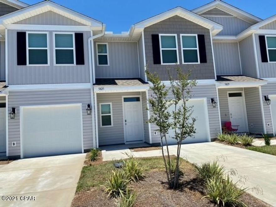 Welcome to Sentinel Point! This townhome complex is located just minutes from Tyndall Air Force Base. As you enter this townhome, you find quality paint throughout with orange peel textured walls. Downstairs you will find vinyl plank flooring and the kitchen has a breakfast bar that looks out to living area and recessed panel cabinetry. The appliances include a microwave, stove, and dishwasher. Upstairs you will find plush carpet in each of the bedrooms and a laundry room. The master bedroom has a walk-in closet and the bath has a shower only. The additional bathroom has a shower/tub combo. The countertops are laminate in the kitchen and bathrooms. Owners enjoy the added benefits of a homeowner's association that includes a pool area, additional common area throughout, and landscaping. Frigidaire Appliances include a stove, microwave and dishwasher. Additional
interior features include recessed panel cabinetry, Moen faucets, LED lighting package and more!
A standard Smart Home package includes a KwikSet keyless entry, Skybell doorbell, automated front porch lighting, an Echo
Dot device, and Quolsys touch panel which can be integrated to control your lighting, thermostat, front door and so much more.
A builder 10 year structural warranty is also included.

Pictures, photographs, floor plans, elevations, features, colors and sizes are approximate for illustration purposes only and will vary from the homes as built. Home and community information including pricing, included features, terms, availability and amenities are subject to change and prior sale at any time without notice or obligation. For Move-In/Completion Estimates: Ready dates are estimates only. Timing of completion of construction and buyer move-in are subject to contingencies contained in home purchase agreement and governing jurisdictions issuance of a certificate of occupancy, and may change due to forces majeures and other delays or disruptions outside the reasonable control of the Builder.