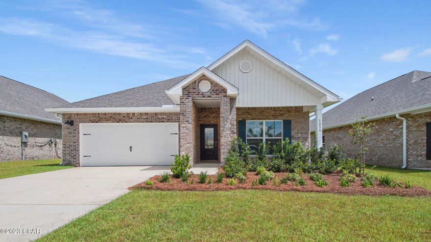 BRAND NEW/NEVER LIVED IN, BRICK 4 Bedroom/ 2 Bath Smart home in Lynn Haven with blinds already installed! No flood insurance required on this one. The smart home system is already set up (Qualys panel, camera doorbell, echo dot). Inside this 'Rhett' floor plan you will find luxury vinyl flooring throughout all common areas; 3 guest bedrooms, full guest bath, and actual laundry room (not a closet) just off the spacious entry way. Leading to an open concept kitchen/ living. The kitchen features a island/bar, large walk-in pantry, and stainless steel appliances (stove/oven, dishwasher and microwave). Master bedroom sits off of the living room featuring a garden tub, separate shower, dual vanities, and huge walk-in closet. 

Schedule your private showing today!!
All measurements approx buyer to verify if important.