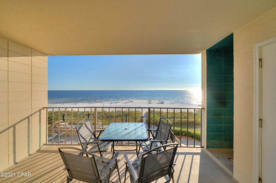 A RARE OPPORTUNITY to own a 3rd floor unit with an exceptional balcony view over looking the pool area! These units rarely come up for sale and sell quickly! Don't miss out on this opportunity! 

This gorgeous 1 bedroom, 2 bath unit is meticulously clean, uncluttered, beautifully decorated, tile floors throughout and ready to move-in or place on a rental program. The kitchen has cabinets and counter space for all your kitchen needs and the breakfast bar is a perfect area to sit at or to  put out your appetizers and drinks before you unwind on the balcony to enjoy the sunset with your family or friends.  Very large living area and a dining area perfect for all your indoor entertaining. If you desire more sleeping space many of these units have converted the dining space to create an area for bunk beds. This beach get away is being sold fully furnished including the washer and dryer which is located in the storage room just outside the front door.Bathroom remodeled and flooring replaced in 2020. Appliances replacements include: Refrigerator (2021); Stove and dishwasher (2018); Washer and dryer (2016); and Water heater (2020). Balcony sliding door was replaced in (2020) a $6300 cost.  Mariner East just started a planned renovation project and by next season it will have an updated face lift that all owners will enjoy and benefit from for years to come. Available to show in person or virtually 9/30,10/1, 10/2 and 10/3 up until 12 noon check in.  Call your favorite Realtor TODAY!
