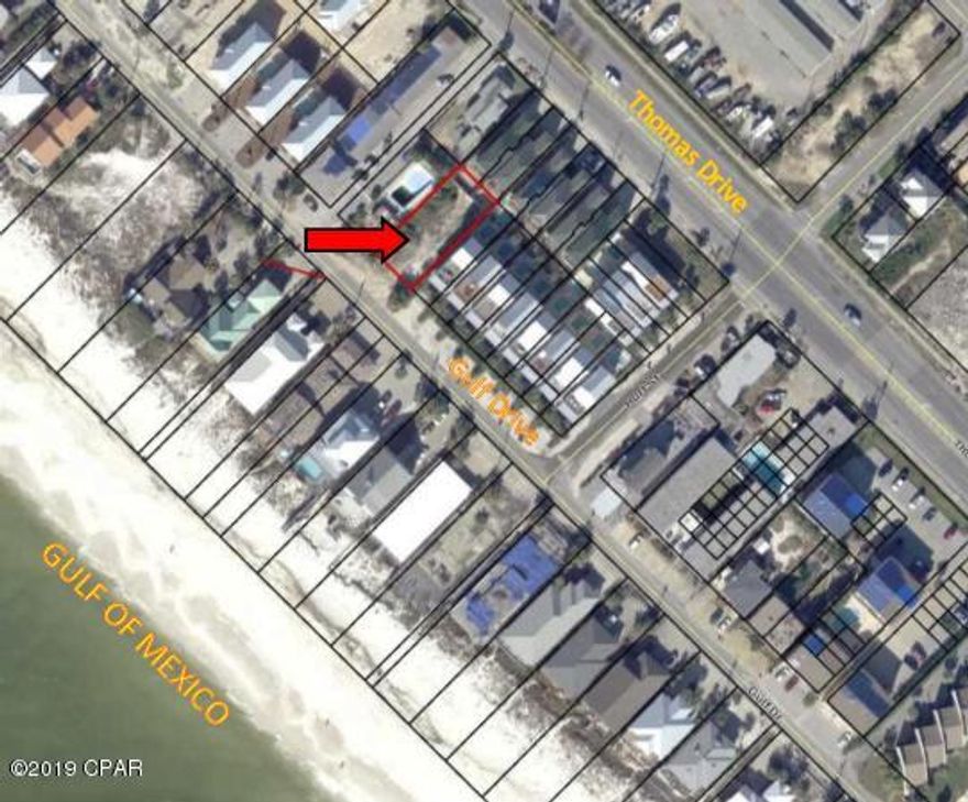 Great building lot on the East end of Panama City Beach. Fantastic location that is just steps away from the Gulf of Mexico with dedicated beach access # 8 directly across the street. Minutes from restaurants, shopping, marinas, and the Navy Base. This lot is 50 x 115 deep and zoned commercial with short term vacation rental/residential use allowed.