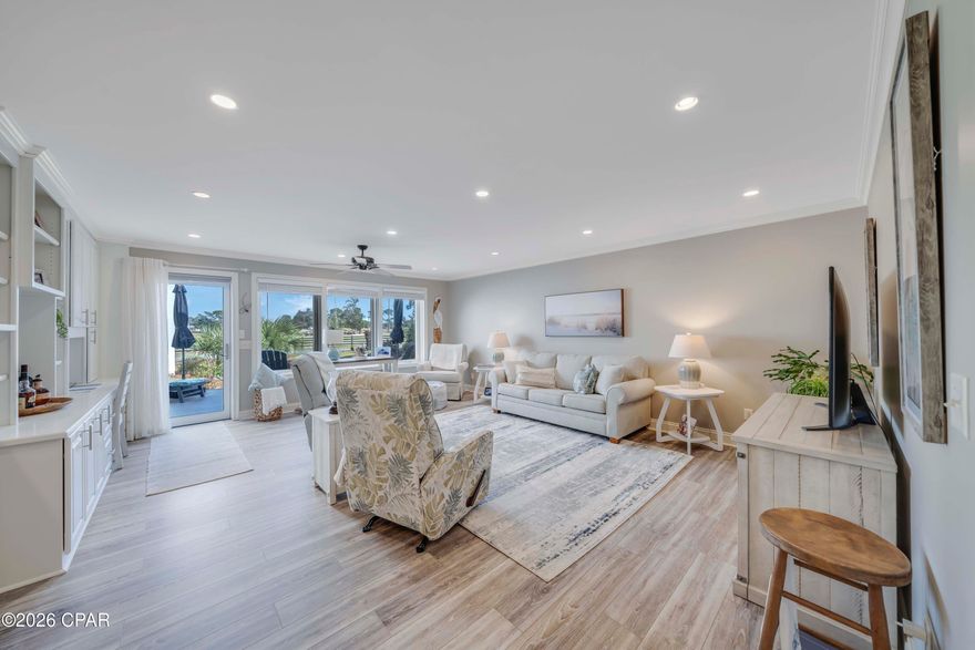 Ground-floor and beautifully UPDATED, this 1-bedroom, 1-bath condo offers a bright, wide-open layout with a private deck, tucked away in one of the most secluded locations within Harbour Villas. Thoughtfully enhanced throughout, this residence features extended cabinetry, incredible closet space, and custom built-ins you truly have to see to appreciate. Solid-core doors and plank flooring are just a few of the many quality upgrades that set this condo apart. Bay Point Harbour Villas continues to be a favorite for its exceptional value, with HOA dues of just $1,035 per quarter for condo fees, plus $1,650 annually to Bay Point. Located within this gated community, residents enjoy access to a full-service marina, a Jack Nicklaus-designed golf course, and a variety of resort-style amenities. And yes -- short-term rentals are allowed! Call today to make this your next primary home, vacation retreat, or investment opportunity!