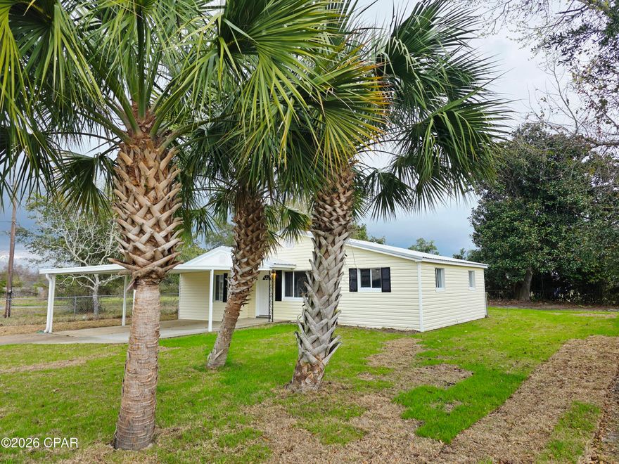 Very cute 3 bedroom 2 bath home conveniently located near Tyndall Air Force Base.  Updated with new paint, flooring, kitchen appliances, water heater and shallow well.  The roof was installed after Hurricane Michael.  Inside laundry area.  Master bedroom with a private bathroom.  Large screened porch overlooking private backyard.  Hurry and call your favorite Realtor for a private tour!  (All important details should be verified by the appropriate specialist)