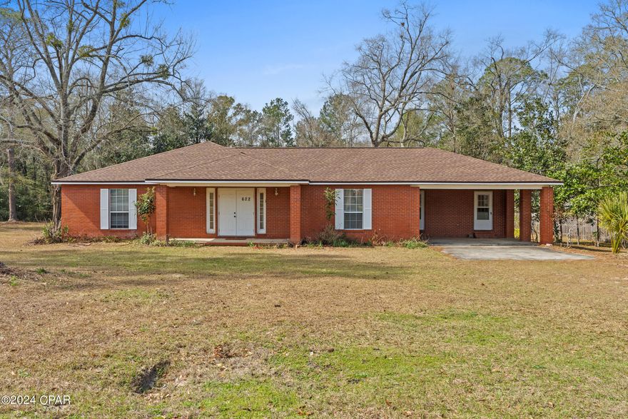 Welcome to your spacious retreat in the heart of Chipley! Located on a paved city street, this charming brick home offers the perfect blend of comfort and convenience.  Outside, you'll find a convenient carport providing covered parking for your vehicles, as well as a spacious backyard, perfect for summer barbecues, gardening, or simply relaxing in the sunshine.  Inside, the layout offers versatility. The fourth bedroom can easily be utilized as a home office, providing a quiet space for work or study. It also connects to another bedroom through a Jack and Jill bathroom, offering convenience and functionality for your family or guests.

Located just moments away from shopping, restaurants, and schools, everything you need is right at your fingertips. Whether you're running errands or enjoying a night out, you'll love the ease of living in such a prime location.

Plus, with a roof that's only 5 years old, you can rest easy knowing that one of the most critical components of the home is in excellent condition. And with a little TLC and some cosmetic updates, this home has the potential to truly shine.

Chipley may be a small town, but its downtown area is bustling with growth and opportunity. From charming local shops to lively community events, there's always something new to discover.

Don't miss your chance to make this wonderful brick home your own. Schedule a showing today and start envisioning the possibilities!