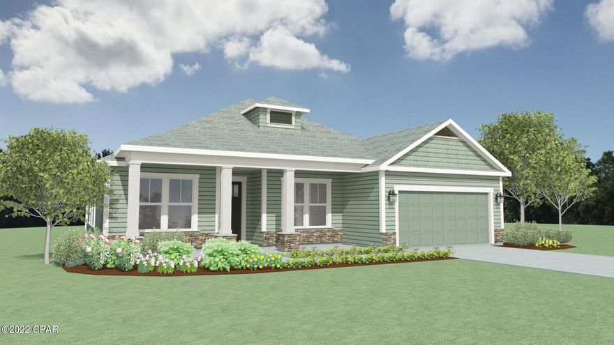 Welcome to the newest phase in Breakfast Point East! This Tripletail II has a craftsman elevation overlooking a 10 acre pond. This is a Samuel Taylor built home which are built above hurricane codes with 2'x6' exterior wall framing, hurricane tie down rod and anchor systems, architectural shingles, and higher insulation ratings. Interior standards include 9 and 10 ft. ceilings. luxury vinyl plank flooring in main living area along with tile and plush carpeted floors. Gas stoves, microwave, dishwasher, and garbage disposal area also standard in all of our kitchens. Popular upgrade options are available as well. Please visit the model home located at 206 Basin Bayou Drive for more information about the newest phase and availability in Breakfast Point East!