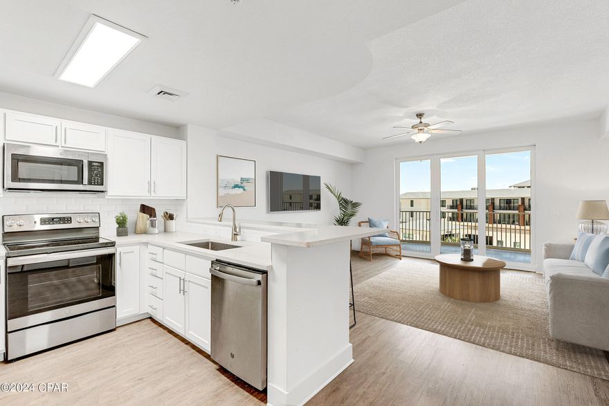 This property has sold! Discover similar listings by reaching out to us for an updated list of available properties that match your preferences. this 1BR/2BA condo at Calypso Tower III offers outstanding value to someone searching for a vacation home or an investment property in the area! As the closest condo to Pier Park, you and your guests can walk to access a wide array of dining, entertainment, and shopping options. Panama City Beach's famous sugar-white sand is also just a short walk across the sky bridge. The condo features spacious, bright interiors with 9 ft. ceilings and large windows that offer stunning views of the Gulf and pier. Enjoy watching events at Pier Park and fireworks from the comfort of your living area or the expansive 10-ft wide private balcony. The modern kitchen includes stainless steel appliances, quartz countertops, and a tiled backsplash. Luxury vinyl plank flooring throughout and tiled bathrooms ensure easy maintenance. Calypso Tower III is one of the most popular resorts due to its location and impressive amenities, including a large seasonally heated zero-heated pool, tiki bar, hot tub, fire pit, private poolside cabanas, fitness center, onsite restaurant, and parking garage. Make sure to see it while you can - schedule a viewing before it's gone!