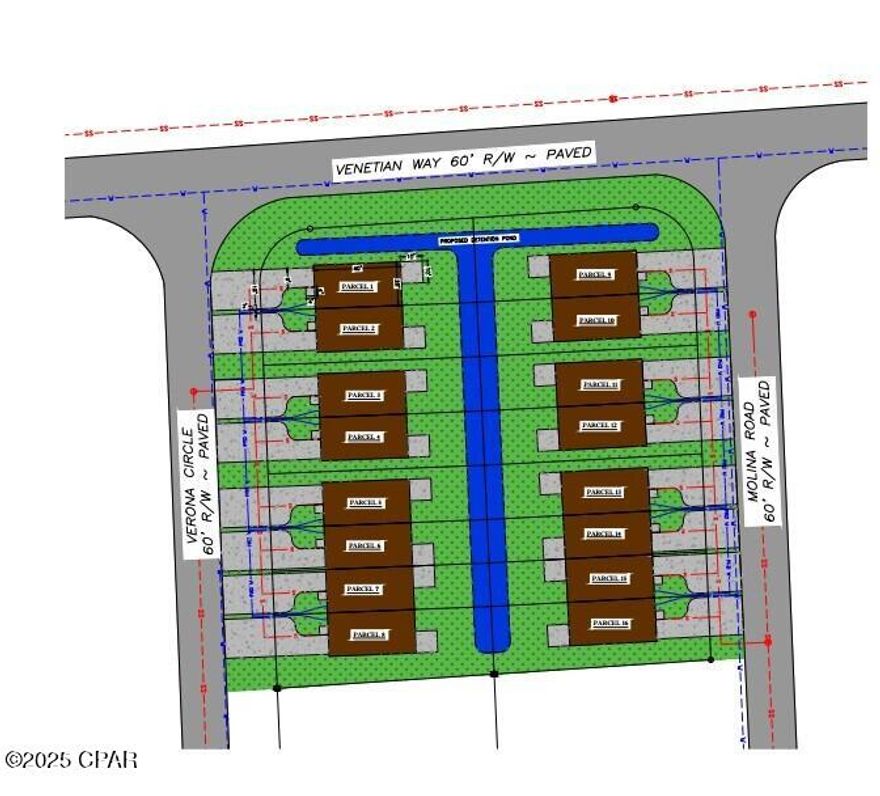 Nearly a full acre, cleared with street frontage on 3 sides, roads in place, utilities in street, and MU3 zoning allows for 20 units per acre. A 16 unit townhome subdivision development is a good fit.  Preliminary site plan indicates unit pad site of 20 x 42 each unit, sufficient for a 3 br - 2.5 bath + single garage. Layout options include a 5 plex + 3 plex or 4 plex + two duplexes down each street. Located in the north central metro area with close access to Hwy 390. Preliminary site plan options included in documents. Former building was demolished, and pool has been excavated, back filled and compaction test completed. Survey and multiple lay out options included in documents. Closing Agent will be Denise ''Dede'' Rowan. @ Dunlap & Shipman. 558 Harrison Avenue, Panama City, FL. Engineering services are in process, working toward a development order. Engineering costs will be an added cost to the buyer as the process moves forward.