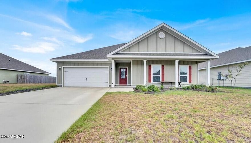 Welcome to this beautiful coastal-inspired 4-bedroom, 3-bathroom home offering 2,359 square feet of thoughtfully designed living space and peaceful pond views with a fountain right in your backyard.

Inside, you'll find luxury vinyl plank flooring throughout the main living areas and a bright, open floor plan perfect for both everyday living and entertaining. The spacious kitchen is the heart of the home, featuring a large breakfast bar with additional storage, granite countertops, stainless steel appliances, and a walk-in pantry for added convenience.

The great room showcases elegant tray ceilings, creating a sense of openness and architectural interest that continues into the primary suite. The spacious primary bedroom offers a private retreat with a large walk-in closet and a well-appointed bathroom featuring double vanities, a soaking tub, and a separate walk-in shower.

Three additional bedrooms provide plenty of space for family, guests, or a home office or study.

Situated on an oversized lot, this property also benefits from an adjacent easement, offering additional privacy and extra outdoor space to enjoy the serene setting.

With modern finishes, a functional layout, and tranquil water views, this home perfectly captures the feel of comfortable coastal living.