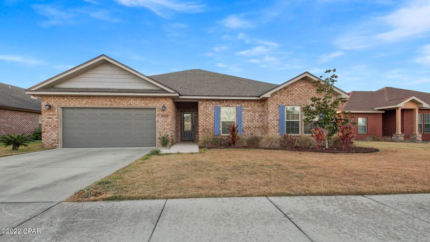 Beautiful all brick home in Cedar Park with brand new roof! This 4BR/2BA is ready for a new family to move in! POOL is ready for fun as soon as the weather warms up! Home was built by Timmins Construction in 2015 with open concept & 10 ft tray ceiling in living room. Kitchen features custom cabinetry, granite countertops, stainless appliances, pantry, brkfst bar and has direct access to back covered patio and pool - ideal for entertaining! The master suite is spacious w/ tray ceiling, his & her walk-in closets in the master bath, double vanities, soaking tub, walk-in tile shower and separate water closet. There are 3 additional bedrooms and a full hall bath w/ double vanities. The covered back patio overlooks the gunite pool w/ waterfall - sunshelf in the shallow end, 8ft in the deep end. Additional features include an attached 2-car garage, gate to the backyard on both sides and a sprinkler system. Cedar Park features landscaped entrances, a park, pavilion, underground utilities, custom street lighting, sidewalks and is conveniently located in the heart of Panama City with near direct access to Hwy 231 & close proximity to both Bay Haven & NBH schools. All measurements, sizes and dimensions are approximate - buyer to please verify if important.