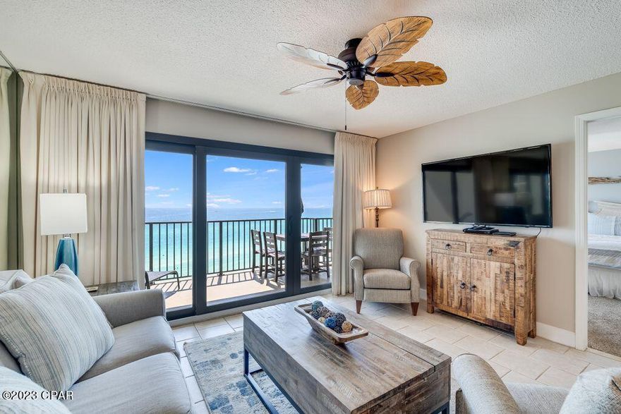 CURRENTLY UNDER CONTRACT, SELLER WILL CONSIDER BACKUP OFFERS'....... 

FULLY FURNISHED AND READY TO RENT 2/2 VACATION RENTAL with MASTER ON THE GULF! SUNSET BALCONY VIEWS. Large storage outside of front door of unit conveys with the sale. New AC and Water Heater in 2019. 

This 2/2 condo was newly painted and new furniture purchased in January 2022.  The Master bedroom which is on the Gulf side features a King size bed and Hurricane approved sliding doors for private entry to the balcony.  The 2nd Bedroom is large and has 2 Queen beds with private entry to the second bathroom with new mirrors and cabinetry. The floors are tile in the common areas and new carpet in 2022 in the bedrooms.  The kitchen with Gulf views has an enormous amount of real wood cabinets with tons of cabinet space , granite counter tops and tile backsplash.  

The full size Washer and Dryer do convey with the sale. The owners have paid for 2 beach chairs and an umbrella rental for 2023 Rental Season thru October 2023. Grab your favorite realtor to show.

Seller to pay any special assessment or liens at or before closing