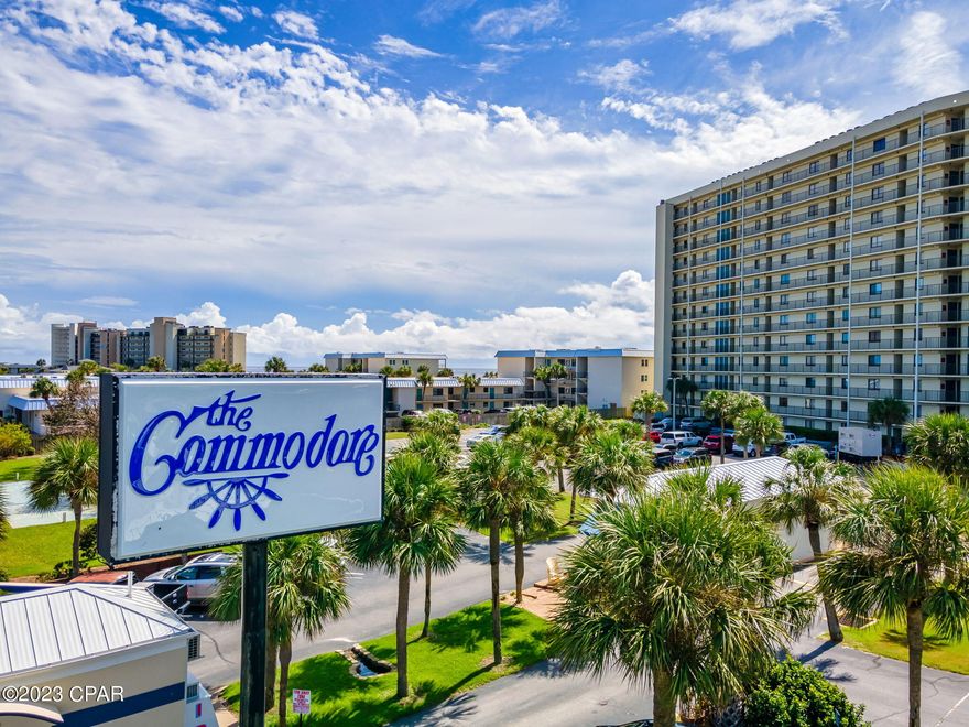 Available for showings May 4-7. Looking for a 3 bedroom beach front condo with in walking distance of Schooners and Patches? Commodore 805 offers 2 Gulf front en suite master bedrooms, is turn key and rental ready! Updated and being sold furnished this condo would make a great income producing rental property or second home with rental projections of $61,000-81,000. Unit 805 has expansive views of the Gulf and a large balcony with $7,000 worth of new patio furniture. Large owners closet, new hurricane grade sliding doors and AC from 2019. The Commodore is located with in walking distance of St Andrews State Park and popular restaurants. The gated property offers onsite security, seasonally heated pool, kiddie pool, basketball court and  shuffleboard.