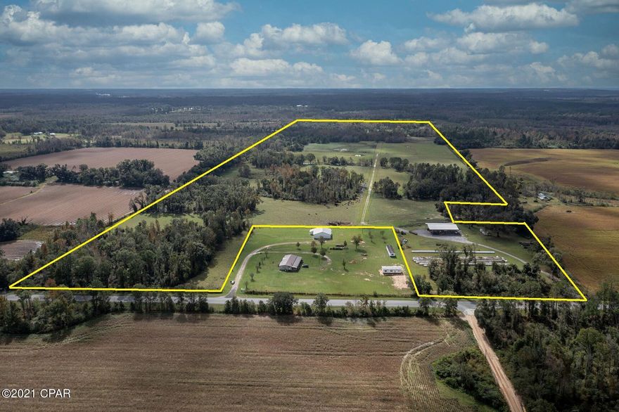 This 146+/- acre working cattle ranch located off Hwy 90 is perhaps the perfect blend of recreation, beauty, and income production! Property features include a 68x84 equipment barn with enclosed tool room, well that services the water troughs, feed lot, pressure treated cattle catch pen, Priefert squeeze chute and multiple Priefert bow gates. The highly improved pastures enclosed by center cross fencing or electric wire are configured for rotational grazing throughout the property. This rare find is located between Hwy 77 and 231, just a short drive to Interstate 10.