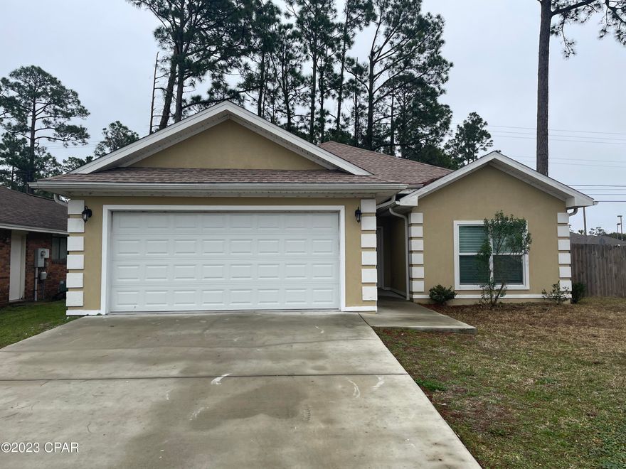 Built in 2020.  3 bedroom, 2 bath home. East end of Panama City Beach in Brandywine Estates, near the Navy Base. Open kitchen, living, dining area. Features fireplace in the living room. 2 car garage.