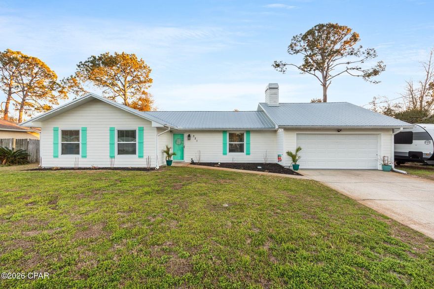 Charming home in the desirable North Lagoon area, ideally situated on a large lot in a private cul-de-sac. This well-maintained property offers a durable metal roof, paid-off solar panels, and a above-ground pool with expansive custom wood decking -- creating the perfect backyard for entertaining.

Inside, you'll find an updated interior with an open, comfortable layout and abundant natural light. The home features a spacious laundry room, generous living areas, and easy access to the outdoor patio and pool deck for seamless indoor-outdoor living.

The fully fenced yard provides privacy, green space, and a storage shed, while the extended driveway and garage offer ample parking and storage. Additional highlights include a built-in security system and sprinkler system.

Located just minutes from the lagoon, beaches, dining, and shopping, this move-in ready home combines smart upgrades, privacy, and Florida lifestyle living.