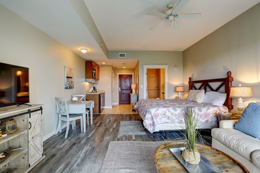 Studio unit that is beautifully furnished. Complex is directly across the street from the gulf. Perfect for your second vacation home or investment property. Origin At Seahaven is a popular beach location as it is located within walking distance to Pier Park and Sharkys. Origin at Seahaven has many resort amenities, such as pool, hot tub, work out room and theatre. Enjoy breathtaking Gulf views from the common areas including the sunset and pool deck! This unit is being sold furnished.