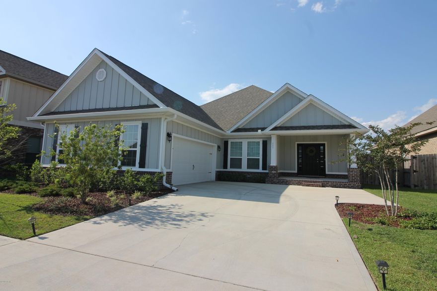 Beautiful/immaculate 2000sq.ft. 3 bedroom 2 bath home in the Mill Bayou subdivision, built in 2015.  This home offers a wide open floor plan with plenty of natural light. The house has both a covered front and back porch , as well as fenced yard. The kitchen and baths feature granite counter tops. Spacious master bedroom, bathroom, and walk-in master closet.  All windows have easy to assemble hurricane cloth shutters. Auto sprinkler system has 5 zones, and utilizes reclaimed water. This is a wonderful family oriented community, with a pavilion/gazebo, picnic area, and community pool.  Walking distance to North Bay Haven School. 

Rental Price includes pest control.  The home comes with microwave, oven/stove, and refrigerator.