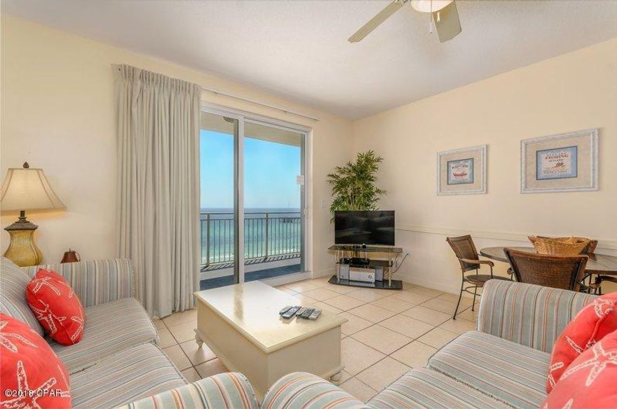 Here's your opportunity to own your piece of paradise on the Gulf Coast for under $315K. Come view this exceptional two bedroom, two bath, Gulf front investment opportunity and you will not be disappointed. Sterling Reef is the perfect beach vacation destination for your family. Conveniently located just west of M.B. Miller fishing pier (there is nothing in between Sterling Reef and the pier, and never will be), you enjoy 1700 feet of unspoiled and uncrowded beaches! You are close to everything with easy access to the middle and back beach roads to bypass traffic in heavy traffic. Fully furnished, two bedroom two bath unit with 9' ceilings located on the 5th floor. Great gulf views from the Gulf front Master Bedroom and living room/kitchen area. Sit on your oversized balcony while watching the breathtaking sunsets over the Gulf of Mexico, or just watching the dolphins play. Fabulous gulf front master suite LVT flooring, slider to balcony, walk-in closet, and bath with garden tub. Living/dining room are tile and also gulf front and have access to balcony. Kitchen features granite countertops, island, & raised panel wood cabinets. Property conveys fully furnished with all appliances, artwork, house wares and electronics. Parking is as convenient as it gets! Sterling Reef amenities include a heated bi-level pool with connecting waterfall, fitness center overlooking the gulf, clubhouse with media room, video game room, movie rentals, sky BBQ terrace, and the convenience of covered parking in the same building. Take your fishing pole right out to the pier to catch your dinner!! Directly across the street is Shipwreck Island Water Park, and must for kids of all ages. Alvin's Island gift shop is also right across the street, the first and best gift shop in the area. The location is great, in the heart of Panama City. Out to the beach and there are beach umbrella and chair rentals for you to enjoy, banana boat rides, parasailing, and jet ski rentals!