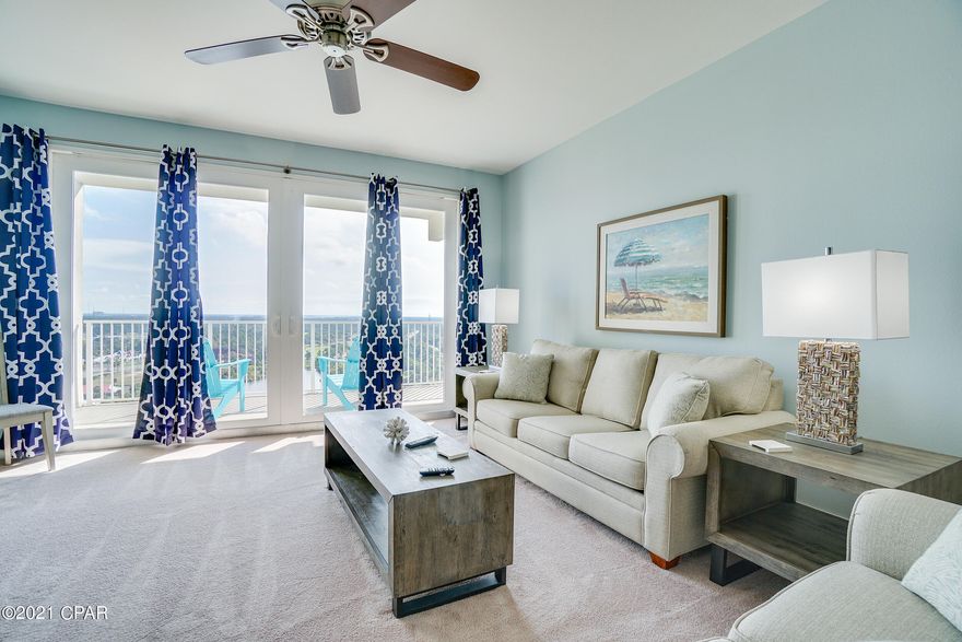 Stunning 2 bedroom plus bunk room Laketown Wharf Condo! This condo has the best of both worlds-beautiful gulf views from entrance, bedroom and bunkroom as well as the calming lake/golf course view from the balcony. Condo sleeps 8 and can be used for short-term rental. Brand new stainless steel kitchen appliances and fully furnished. Beach front access and many utilities included. Laketown Wharf also has multiple eateries and shops that make this condo an amazing package!