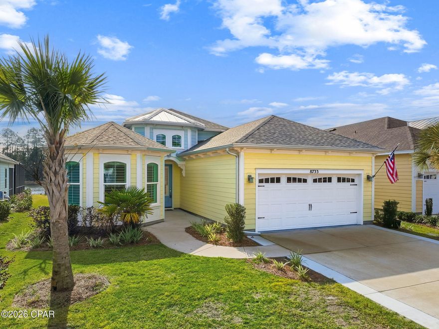 PARROT FLOORPLAN -- Welcome to this beautifully appointed Parrot home located in Phase 4 of the highly desirable Latitude Margaritaville Watersound. Perfectly positioned with a north-facing front, this home enjoys exceptional year-round lanai comfort and a setting that truly elevates everyday living.

One of the standout features of this home is the extended, screened-in rear lanai, which overlooks a tranquil pond with mature trees beyond, creating a private and peaceful backdrop. Because this is the Parrot model, the lanai is recessed, offering added privacy from neighboring homes--an ideal space for morning coffee, evening cocktails, or simply relaxing with nature.

Inside, the home features upgraded cabinets, countertops, and flooring, along with custom closet and shelving enhancements that add both functionality and style. The previous owner invested significant time and care into a high-end blind package, thoughtfully designed and strategically placed to maximize natural light while maintaining privacy throughout the home.

Location matters, and this home delivers. You're just minutes from the current Town Center amenities and also close to the future marina, making this an exceptional spot for both today's lifestyle and tomorrow's value. Living here means enjoying an active, vibrant 55+ community filled with concerts, fitness classes, social clubs, and endless opportunities to connect with neighbors.

Latitude Margaritaville Watersound is known for its resort-style pools, state-of-the-art fitness center, on-site restaurant and bar, pickleball and tennis courts, scenic walking and biking trails, and a lively Town Square with regular live music and events. The lifestyle is unmatched--fun, friendly, and designed for active adults who want more than just a home.

This Parrot home combines privacy, upgrades, location, and lifestyle--a rare find in one of the community's most desirable phases.