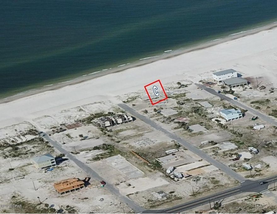 The most desirable and thus most expensive lots in MexBch are the beachfront lots off of Hwy 98 in the small beachside area on the west end of town. You don't have the Hwy noise & the beach is great in this area. This is a replatted lot that gives you the depth of the beachfront lot and first tier lot. This lot is zoned for a duplex or single family homes and includes paid tap fees. There is room for a pool with most home designs. A DEP permit will be required for building as they are inside the CCCL line.