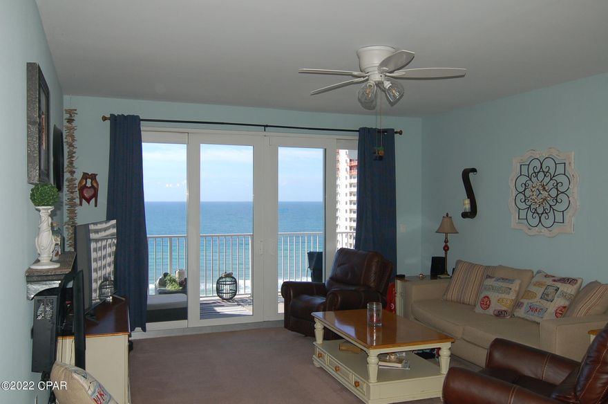 Gulf View condo with 1262 sf, sleeps 7,  and comes fully furnished.  Unit 1626 has two full bedrooms plus bunk room and Gulf views from the living room, kitchen, and  Owner's suite. Owner's retreat features king bed, flat screen TV, and access to the private balcony for one of the best Gulf views in this resort.  Owner's bath has garden tub, walk-in shower, and double lavatories.  The 2nd  bath features tub/shower combo.  The living room has stunning views and a new large flat screen TV and an electric fireplace.  Kitchen has granite countertops, tile flooring, stainless steel slide out racks for maximum use of cabinets, new refrigerator, new lighting, and new microwave.  Unit has new hot water and full size stack washer/dryer is located in the hall for your convenience. Laketown Wharf offers many amenities:  private access to the World's Most Beautiful Beaches,  5 pools, state-of-the-art fitness center, restaurants, an ice cream shop, a nightly lighted fountain show on the lakeside, and two parking garages to accommodate owners and guests.