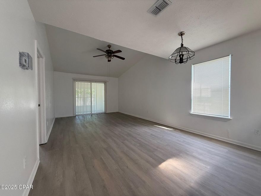 Great Opportunity! Great Location! Easy commute to Tyndall AFB, Garden Cove is a small subdivision in Callaway with a total of 30 homes. This home is ready for you to make your own! Seller has completed most of the updating of the home replacing flooring with luxury vinyl plank in the living areas, fresh paint throughout, new dishwasher and fridge, new toilets and new vanity in master bath. Anything left to complete is not major, but seller is ready to get it to market, so we are listing Now and pricing accordingly. Not included in the sq footage is a sun-filled Florida room off of the living room.  The third bedroom/bonus room is a converted garage with access to the drive or the interior of the home and would make a great home office. This home is filled with natural light from the multiple skylights and It is only a 1/3 mile to the Walmart Super Center and an ALDI Store which is super convenient to shopping, restaurants, and commuting. Shed in back yard conveys with the property, but no value given toward purchase price.