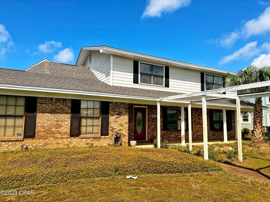 Priced for QUICK SALE!.  What a GOLDEN OPPORTUNITY to be in one of Panama City's finest neighborhoods in this 3927sf home.  Many of the updates are already completed.  Home features roof from 2018.  Formal Dining has original parque hardwood floors.  Lots of build-ins througout. 2 Primary bedrooms upstairs and downstairs. Pool holds water and is functioning, but needs cleaning.  Home has 3 AC units (all functioning per owner).  This property also features a large 20 x 25 storage room with power that could be converted to another living quarters, and a smaller storage shed for yard tools etc. Too many extra's and possibities to list!  Owner will accept AS IS offer only.  Owner will also consider owner financing for 1 year with $100k down!