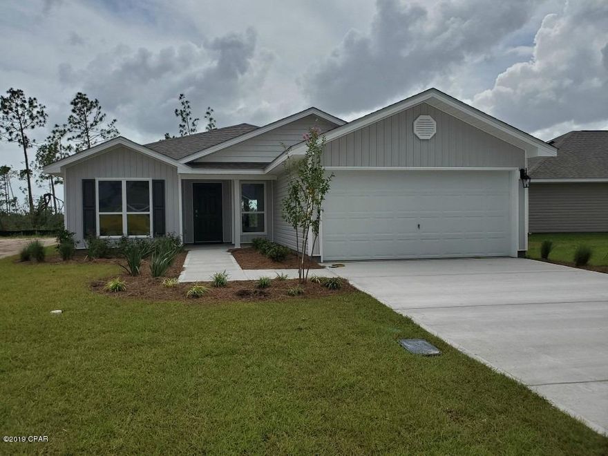 This Alpine floor plan is under construction. From the covered front porch as you enter this home you will find an appointed dining room and breakfast room just off the entry way. There is a galley style kitchen off the breakfast room that leads to the open family/living room. The kitchen has an abundance of cabinetry for storage, the appliances include a stove, microwave and dishwasher. This home has nickel hardware on the doors, orange peel and texture walls finished with quality paint. The master bedroom is located on the back of the home and has master bath with dual sink vanity, a shower tub combo and nice size walk-in closet. This home has vinyl flooring in common areas, carpet in each bedroom and durable laminate countertops in kitchen and bathrooms.