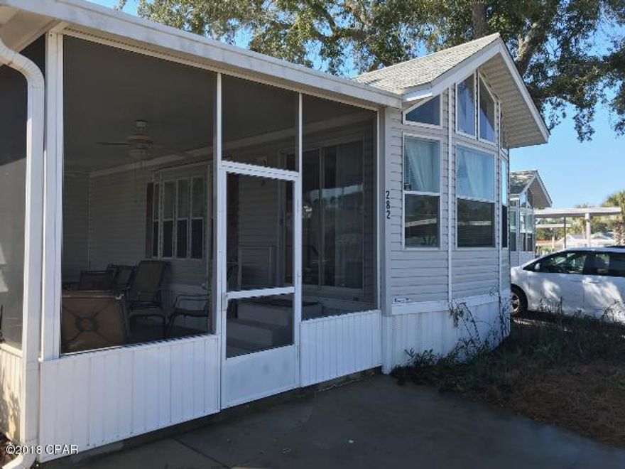 This adorable Emerald Pointe Resort home is located in a well maintained community that offers a large club house, exercise room, 2 pools (1 heated seasonally), hot tub, lake, playground shuffleboard court. Very nice 1 Bedroom 1 Bath furnished and ready to move in. The association includes: water, sewer, garbage, cable, lawn service. All Dimensions are approximate.. Must be verified by buyer.